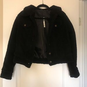 Fuzzy cropped bomber jacket NWT